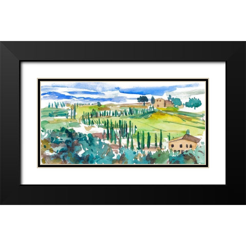 Vibrant Tuscan Landscape II Black Modern Wood Framed Art Print with Double Matting by Wang, Melissa