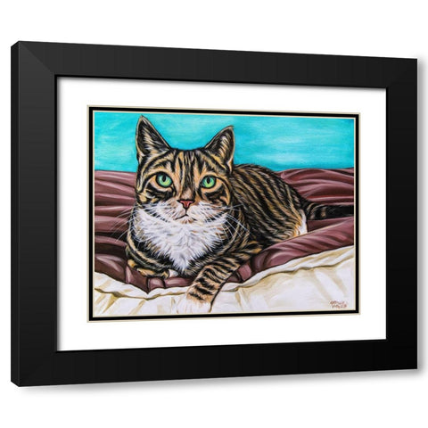 Kaleidoscope Comfy Cat Black Modern Wood Framed Art Print with Double Matting by Vitaletti, Carolee