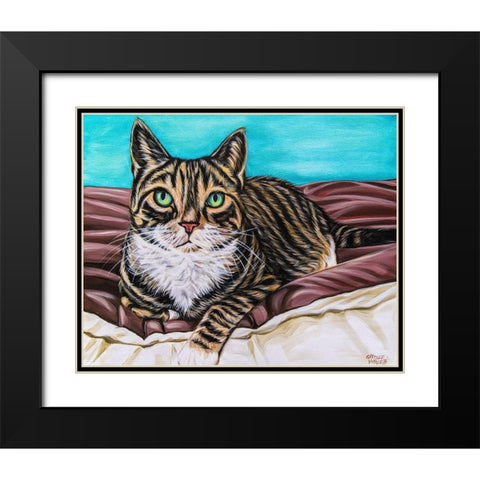 Kaleidoscope Comfy Cat Black Modern Wood Framed Art Print with Double Matting by Vitaletti, Carolee