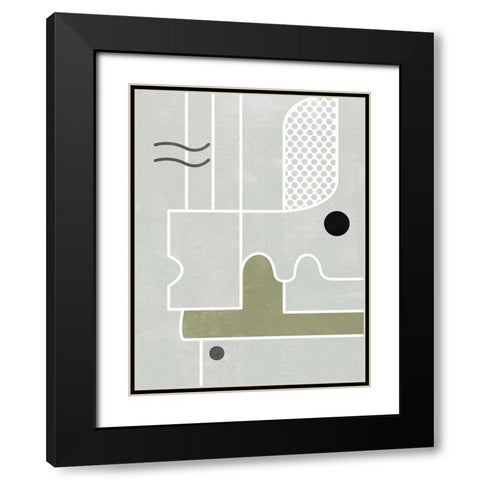 White Tile I Black Modern Wood Framed Art Print with Double Matting by Wang, Melissa