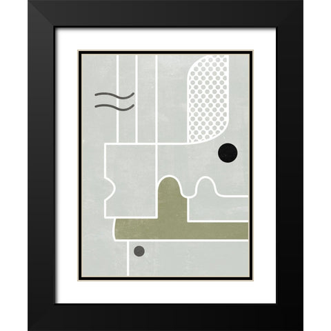 White Tile I Black Modern Wood Framed Art Print with Double Matting by Wang, Melissa