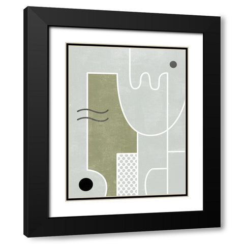 White Tile II Black Modern Wood Framed Art Print with Double Matting by Wang, Melissa