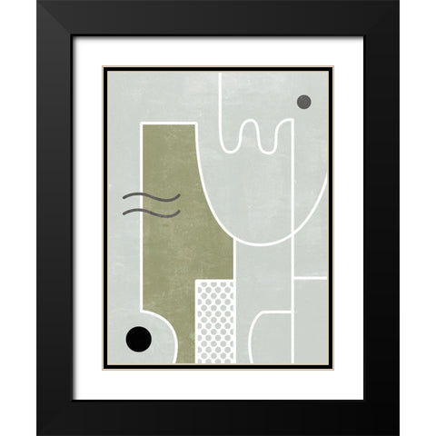 White Tile II Black Modern Wood Framed Art Print with Double Matting by Wang, Melissa