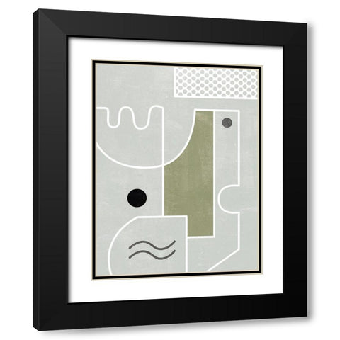 White Tile III Black Modern Wood Framed Art Print with Double Matting by Wang, Melissa
