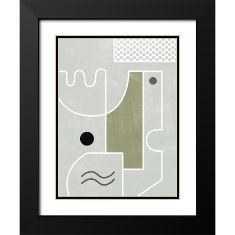 White Tile III Black Modern Wood Framed Art Print with Double Matting by Wang, Melissa