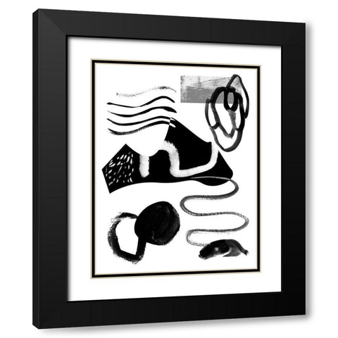 Memory Impressions I Black Modern Wood Framed Art Print with Double Matting by Wang, Melissa
