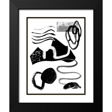 Memory Impressions I Black Modern Wood Framed Art Print with Double Matting by Wang, Melissa