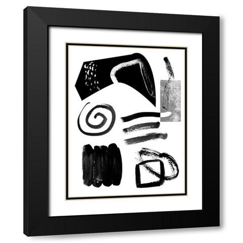Memory Impressions II Black Modern Wood Framed Art Print with Double Matting by Wang, Melissa