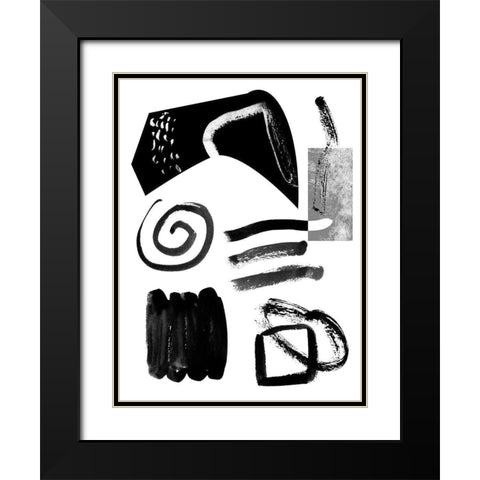 Memory Impressions II Black Modern Wood Framed Art Print with Double Matting by Wang, Melissa