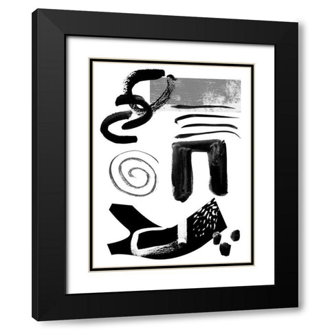 Memory Impressions IV Black Modern Wood Framed Art Print with Double Matting by Wang, Melissa