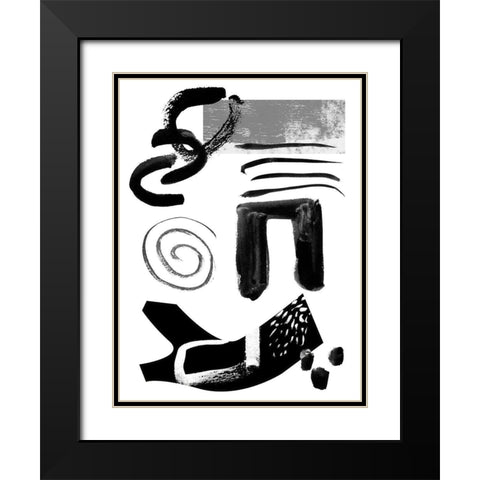 Memory Impressions IV Black Modern Wood Framed Art Print with Double Matting by Wang, Melissa