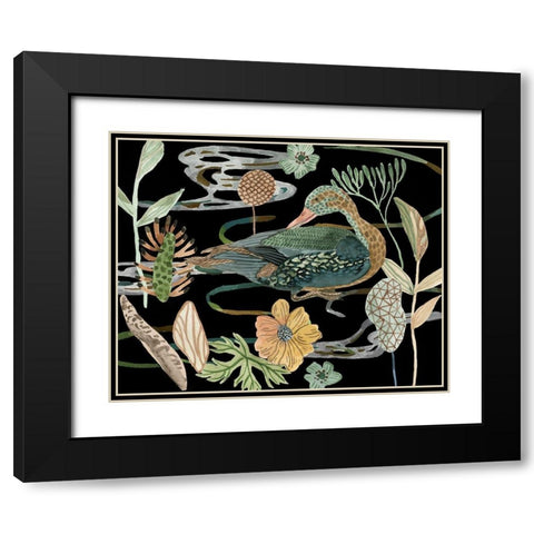 Duck in River I Black Modern Wood Framed Art Print with Double Matting by Wang, Melissa
