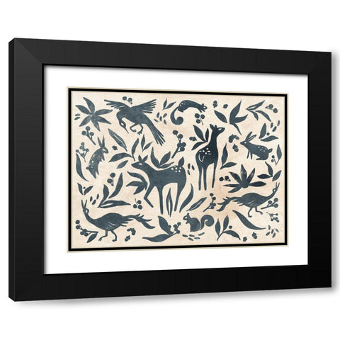 Woodland Woodblock I Black Modern Wood Framed Art Print with Double Matting by Vess, June Erica