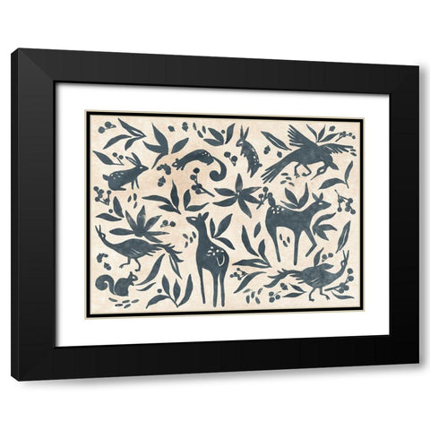Woodland Woodblock II Black Modern Wood Framed Art Print with Double Matting by Vess, June Erica