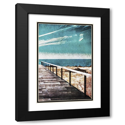 Wooden Pier Meets Blue Skies II Black Modern Wood Framed Art Print with Double Matting by Aldridge, Ashley
