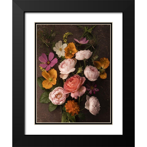 A Pocket Full of Posies Black Modern Wood Framed Art Print with Double Matting by McLean, Leah