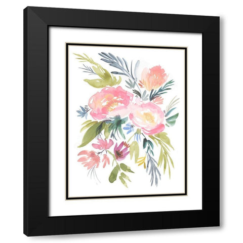 Pastel Floral Bouquet I Black Modern Wood Framed Art Print with Double Matting by Goldberger, Jennifer