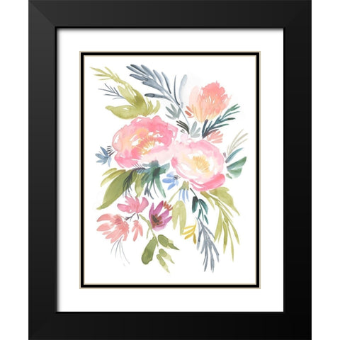 Pastel Floral Bouquet I Black Modern Wood Framed Art Print with Double Matting by Goldberger, Jennifer