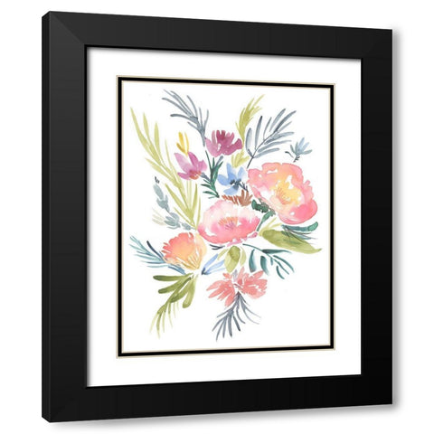 Pastel Floral Bouquet II Black Modern Wood Framed Art Print with Double Matting by Goldberger, Jennifer