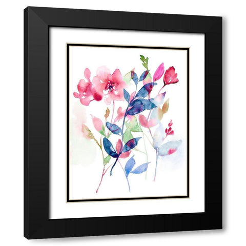 Jeweled Flowers I Black Modern Wood Framed Art Print with Double Matting by Goldberger, Jennifer