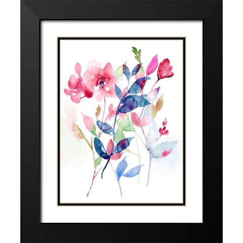 Jeweled Flowers I Black Modern Wood Framed Art Print with Double Matting by Goldberger, Jennifer