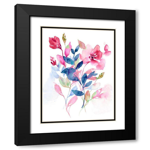 Jeweled Flowers II Black Modern Wood Framed Art Print with Double Matting by Goldberger, Jennifer