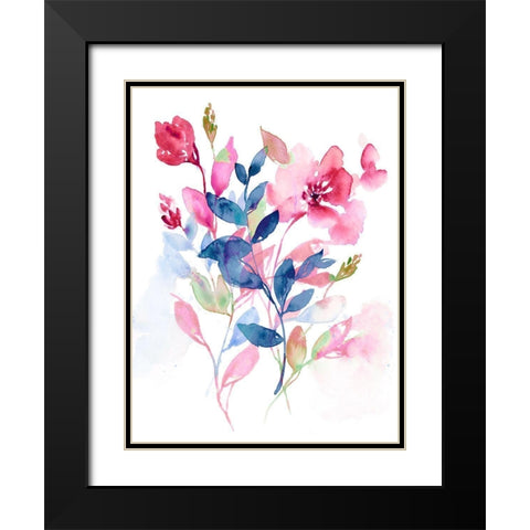 Jeweled Flowers II Black Modern Wood Framed Art Print with Double Matting by Goldberger, Jennifer