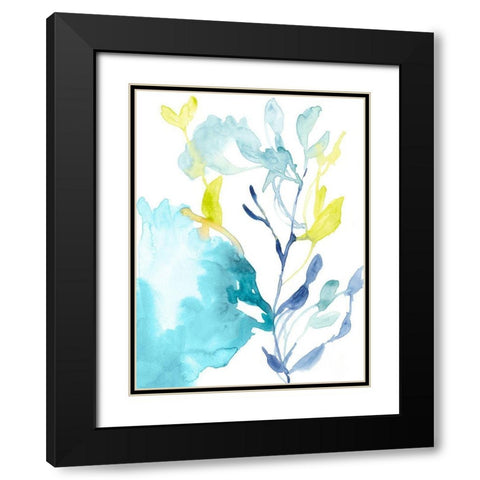 Turquoise Bloom I Black Modern Wood Framed Art Print with Double Matting by Goldberger, Jennifer