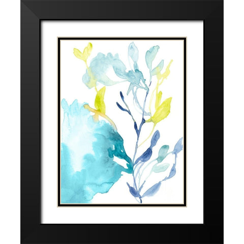 Turquoise Bloom I Black Modern Wood Framed Art Print with Double Matting by Goldberger, Jennifer