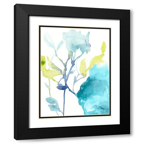 Turquoise Bloom II Black Modern Wood Framed Art Print with Double Matting by Goldberger, Jennifer