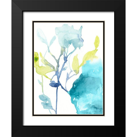 Turquoise Bloom II Black Modern Wood Framed Art Print with Double Matting by Goldberger, Jennifer