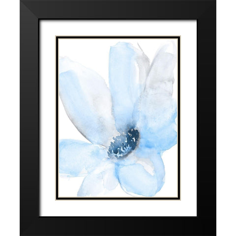 Cobalt Flower II Black Modern Wood Framed Art Print with Double Matting by Goldberger, Jennifer