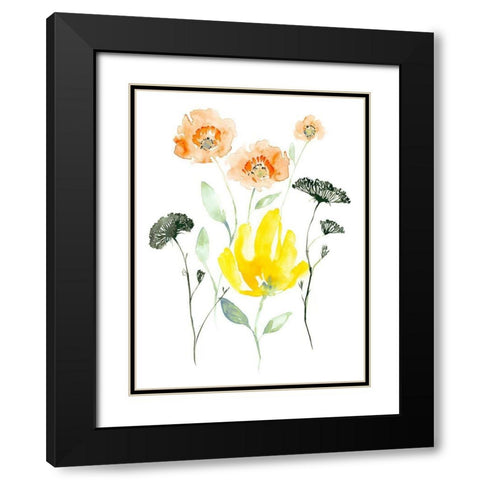 Bright Wildflowers I Black Modern Wood Framed Art Print with Double Matting by Goldberger, Jennifer