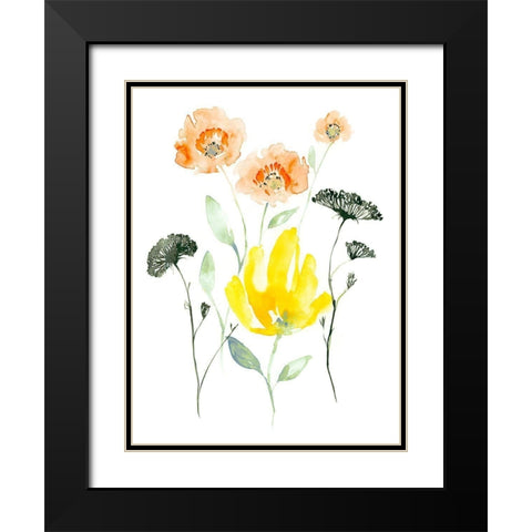 Bright Wildflowers I Black Modern Wood Framed Art Print with Double Matting by Goldberger, Jennifer