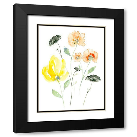 Bright Wildflowers II Black Modern Wood Framed Art Print with Double Matting by Goldberger, Jennifer