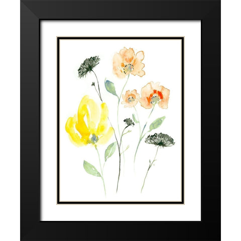 Bright Wildflowers II Black Modern Wood Framed Art Print with Double Matting by Goldberger, Jennifer