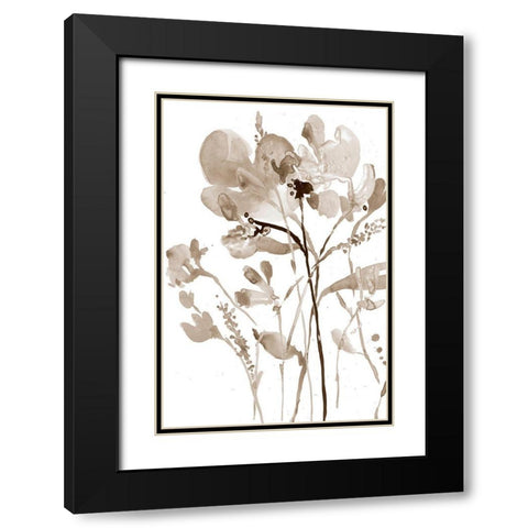 Neutral Floral Overlay I Black Modern Wood Framed Art Print with Double Matting by Goldberger, Jennifer