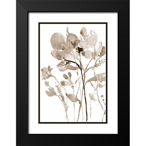 Neutral Floral Overlay I Black Modern Wood Framed Art Print with Double Matting by Goldberger, Jennifer