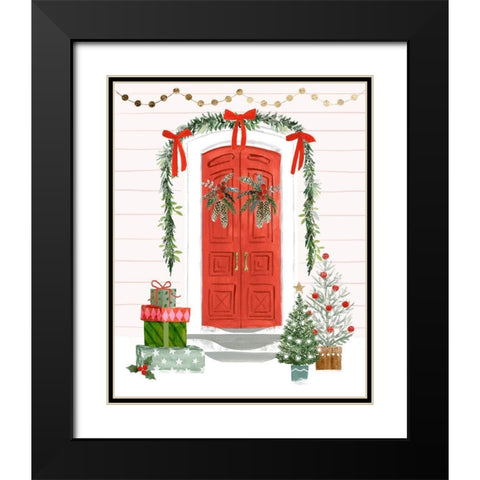 Festive Front Door II Black Modern Wood Framed Art Print with Double Matting by Barnes, Victoria