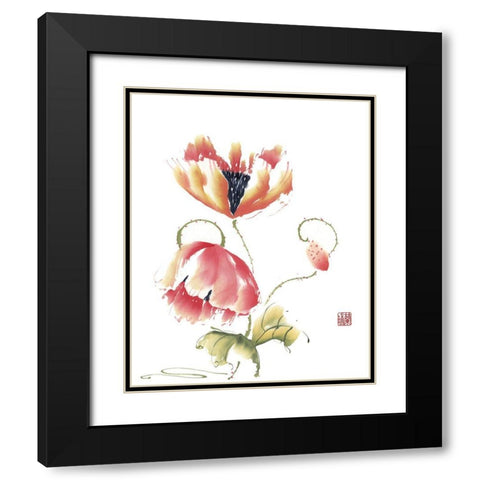 Pop Goes the Poppy Black Modern Wood Framed Art Print with Double Matting by Rae, Nan