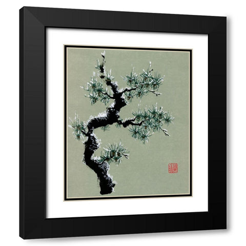 Snowy Pine II Black Modern Wood Framed Art Print with Double Matting by Rae, Nan