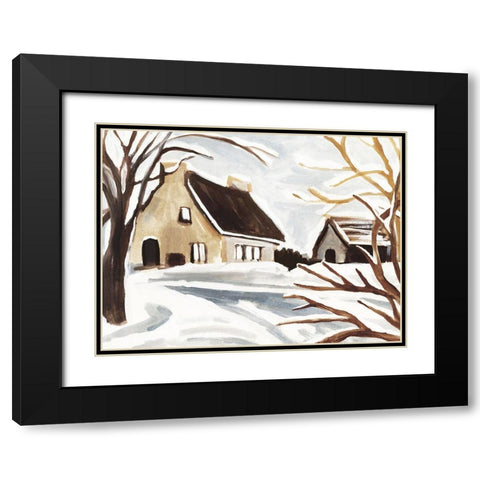Winter Cottage II Black Modern Wood Framed Art Print with Double Matting by Warren, Annie