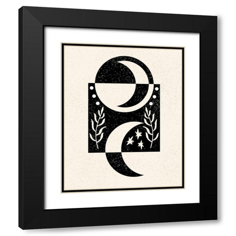 White Moon I Black Modern Wood Framed Art Print with Double Matting by Wang, Melissa