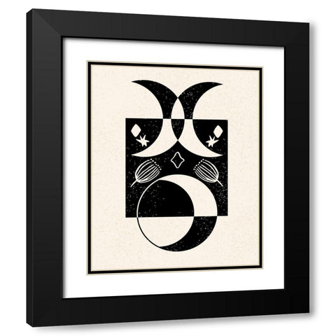 White Moon II Black Modern Wood Framed Art Print with Double Matting by Wang, Melissa