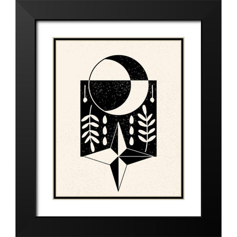 White Moon III Black Modern Wood Framed Art Print with Double Matting by Wang, Melissa