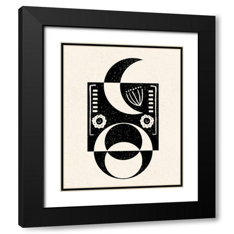 White Moon IV Black Modern Wood Framed Art Print with Double Matting by Wang, Melissa