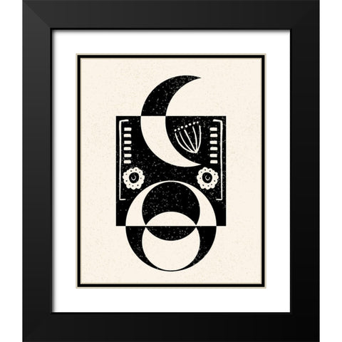White Moon IV Black Modern Wood Framed Art Print with Double Matting by Wang, Melissa