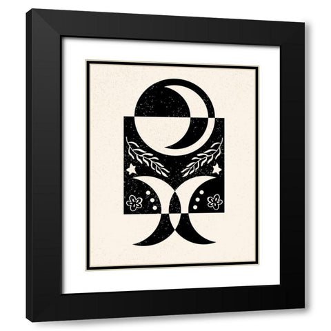 White Moon V Black Modern Wood Framed Art Print with Double Matting by Wang, Melissa