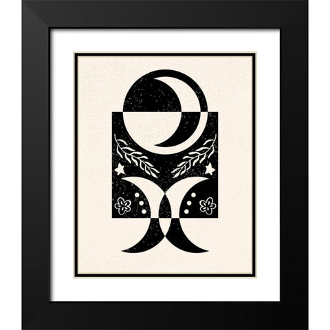 White Moon V Black Modern Wood Framed Art Print with Double Matting by Wang, Melissa