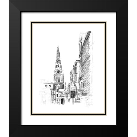 Day Street I Black Modern Wood Framed Art Print with Double Matting by Wang, Melissa